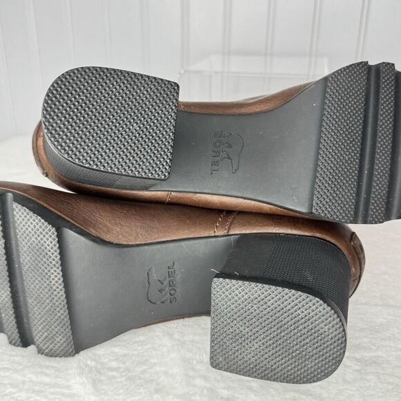 Sorel Sz 10 Womens Danica Boot Waterproof Brown Leather Block Heel Lug Bootie - Picture 14 of 14